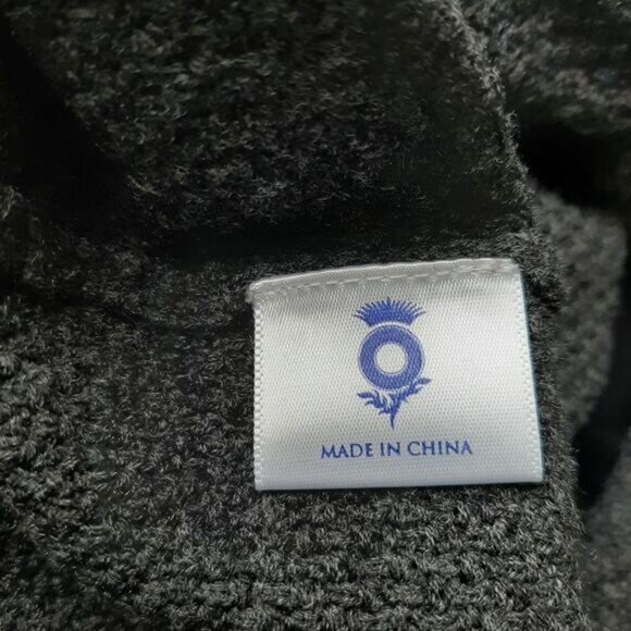 BRORA Merino Cashmere Blend Full Zip Knit Moto Style Cardigan Jacket Grey Sz S - Picture 13 of 15